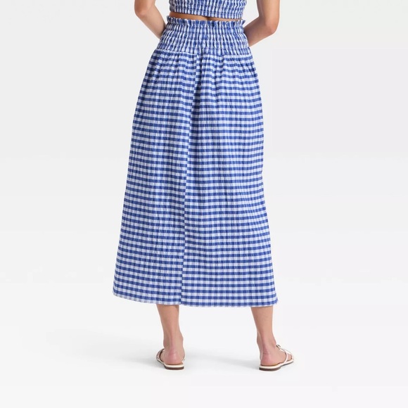 Universal Thread Blue Gingham A-Line Skirt - Picture 2 of 4